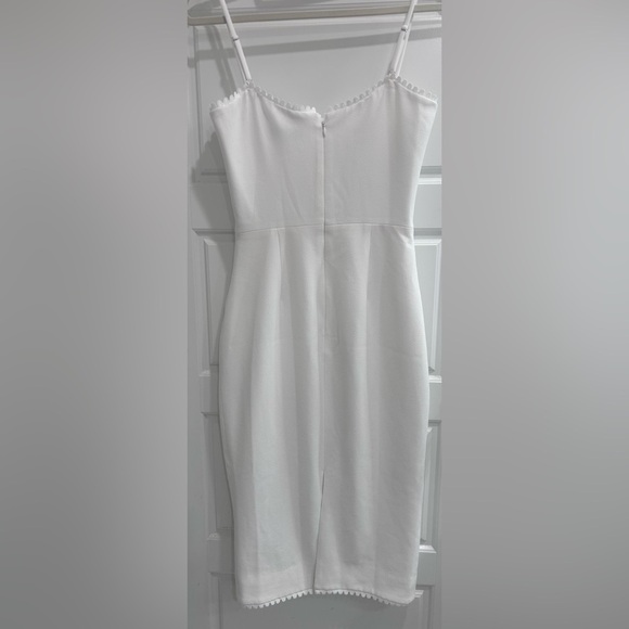 Dress The Population • Solid White Ivory Scalloped Trim Dress• Adrian - Picture 3 of 5